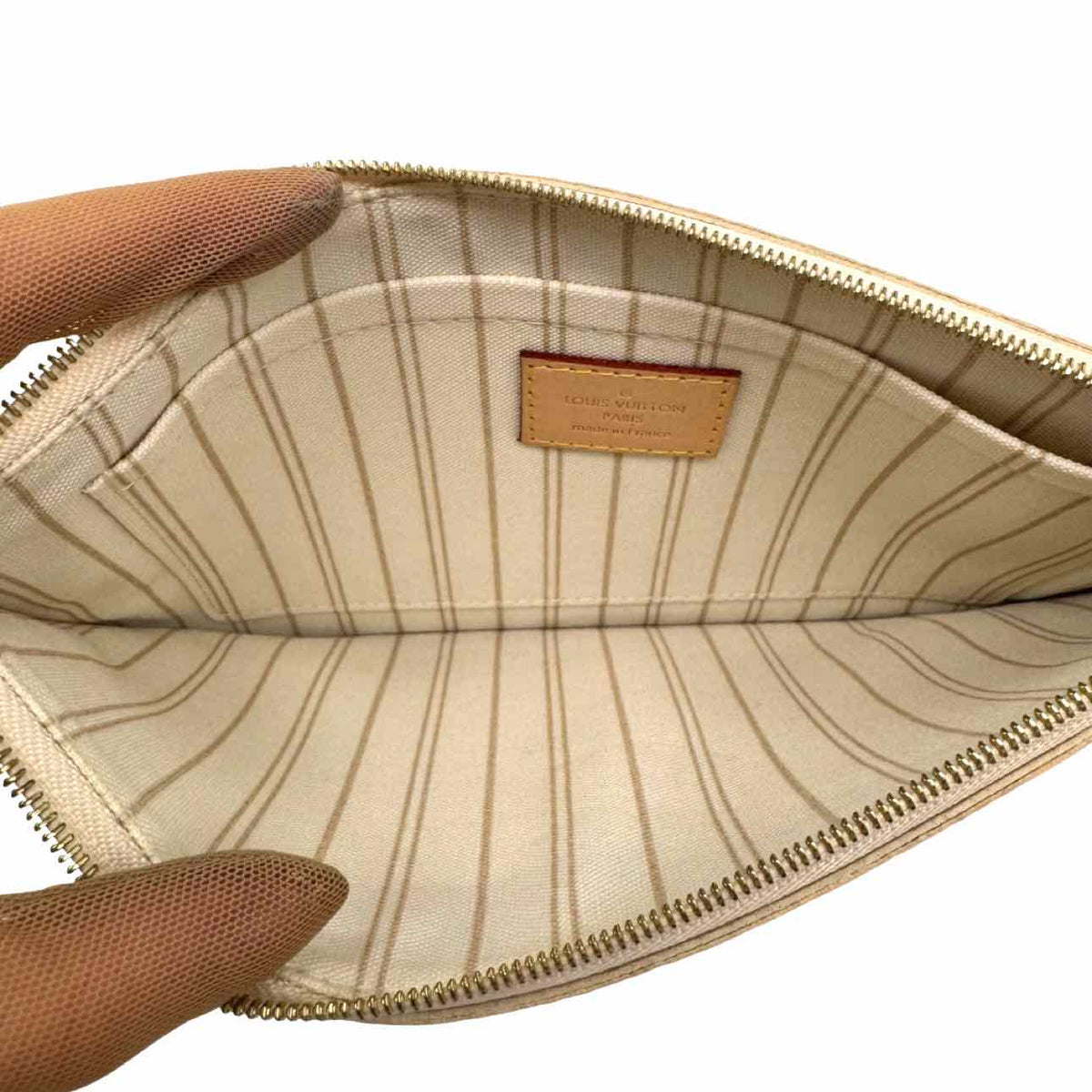 LOUIS VUITTON Damier Azur Neverfull MM Tote Bag White