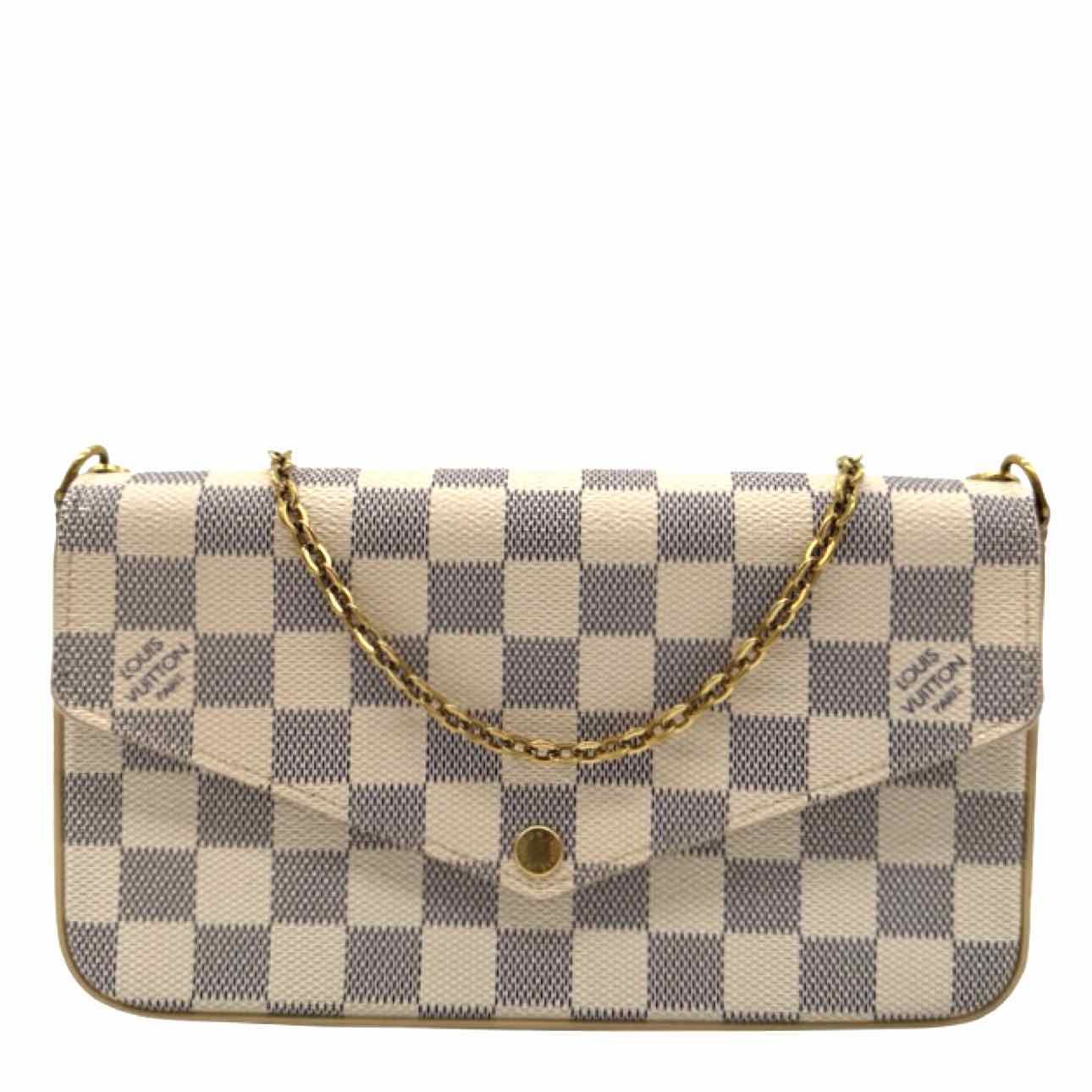 LOUIS VUITTON Damier Azur Pochette Felicie Rose Ballerine