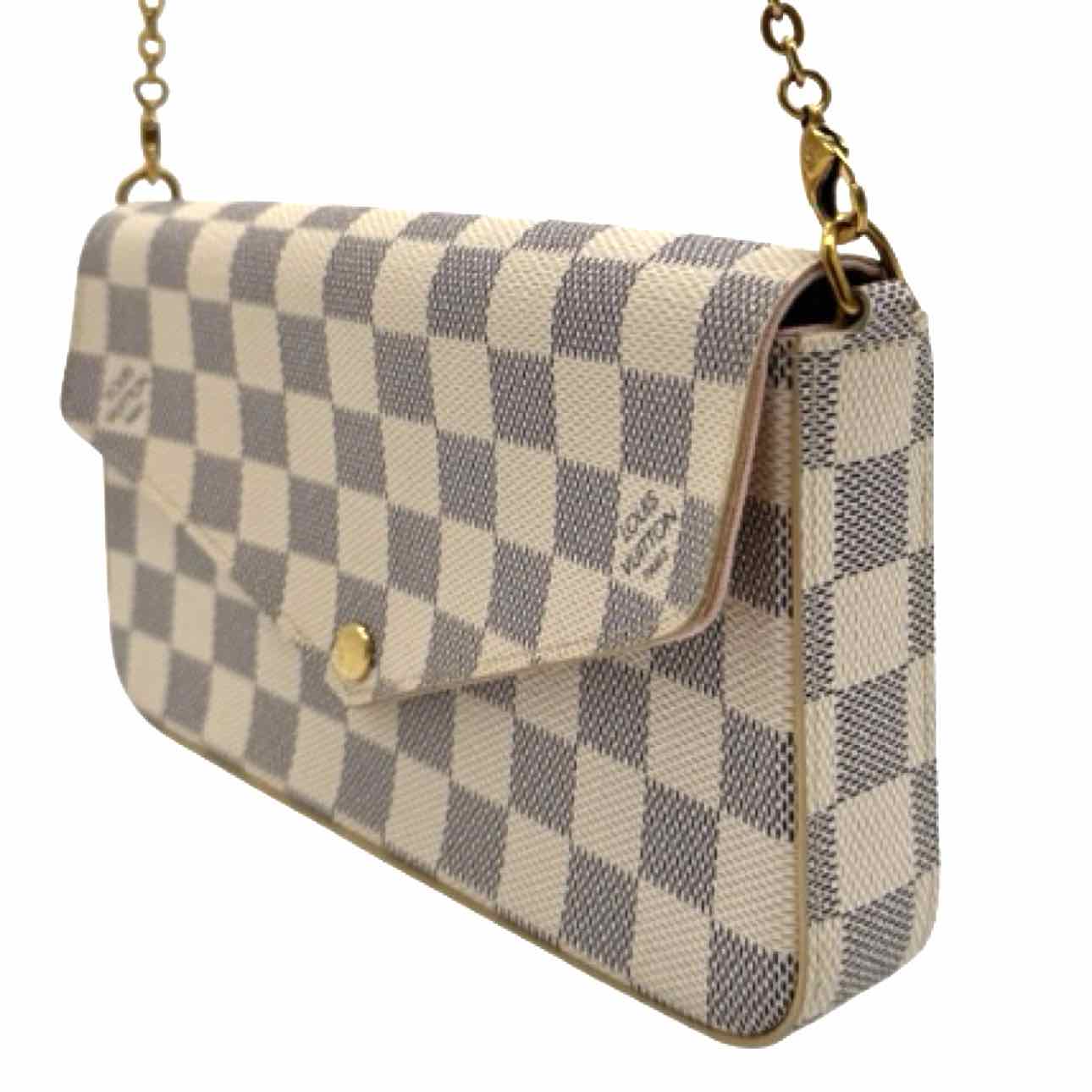 LOUIS VUITTON Damier Azur Pochette Felicie Rose Ballerine