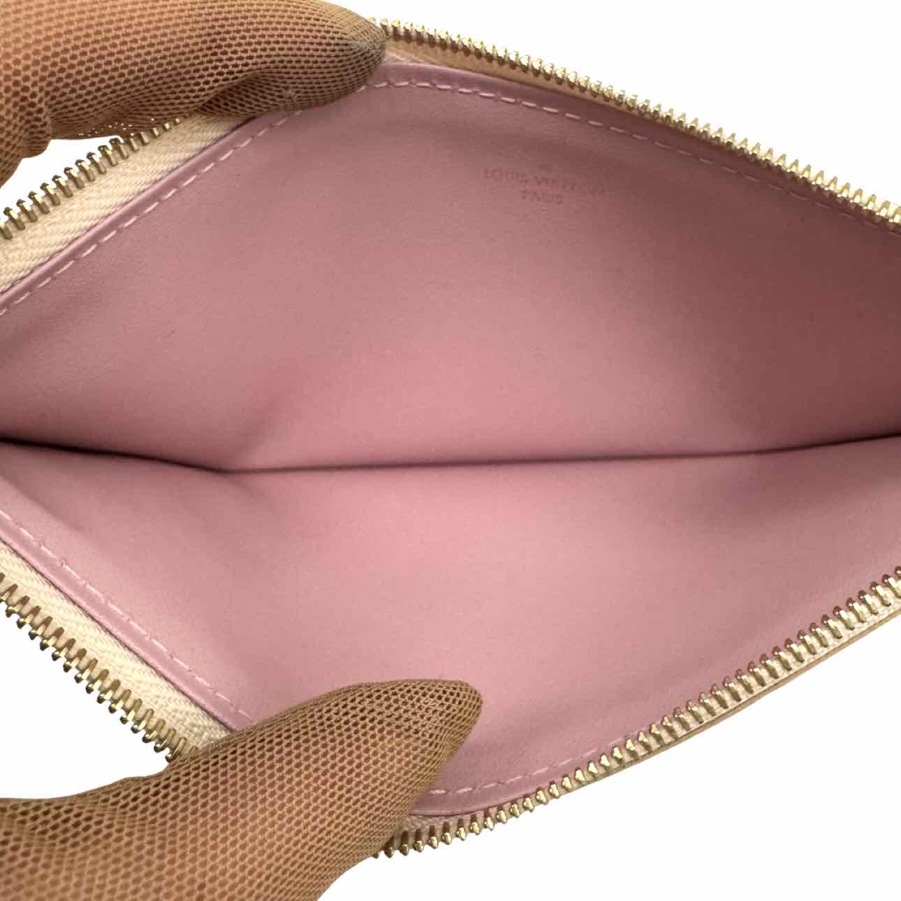LOUIS VUITTON Damier Azur Pochette Felicie Rose Ballerine