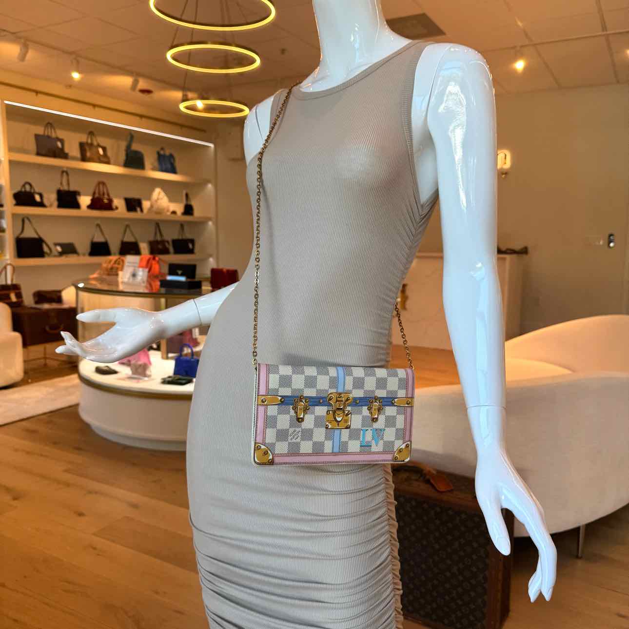 LOUIS VUITTON Damier Azur Trunk Pochette Weekend Crossbody