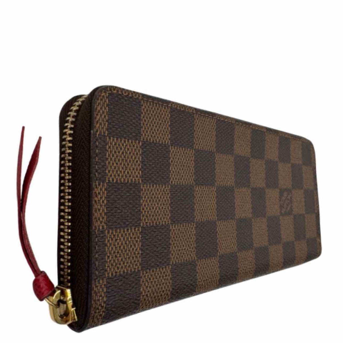 LOUIS VUITTON Damier Ebene Canvas Clemence Wallet Brown