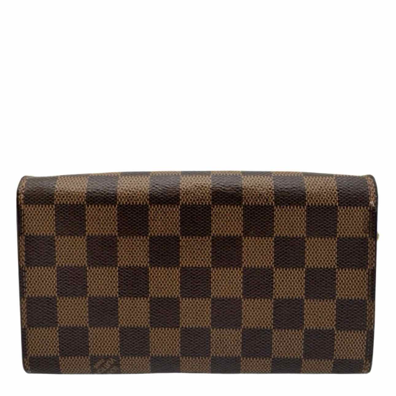 LOUIS VUITTON Damier Ebene Croisette Chain Wallet Rose Ballerine