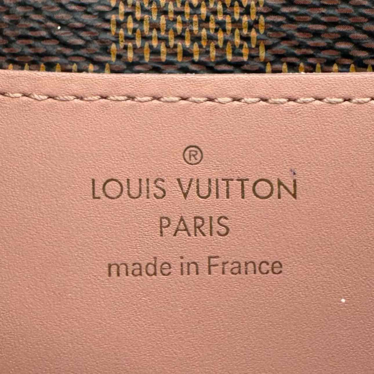 LOUIS VUITTON Damier Ebene Croisette Chain Wallet Rose Ballerine