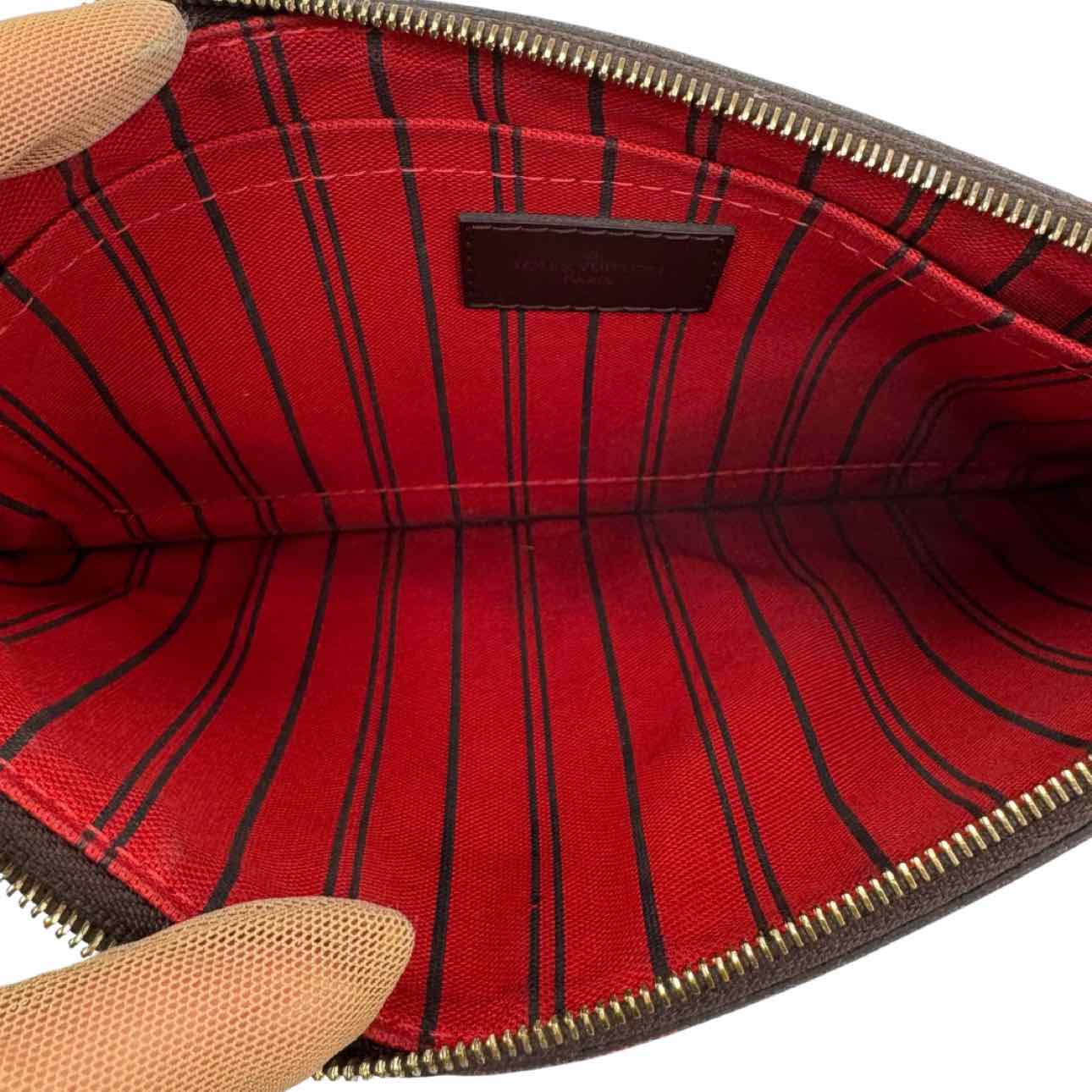 LOUIS VUITTON Damier Ebene Neverfull Pochette Brown