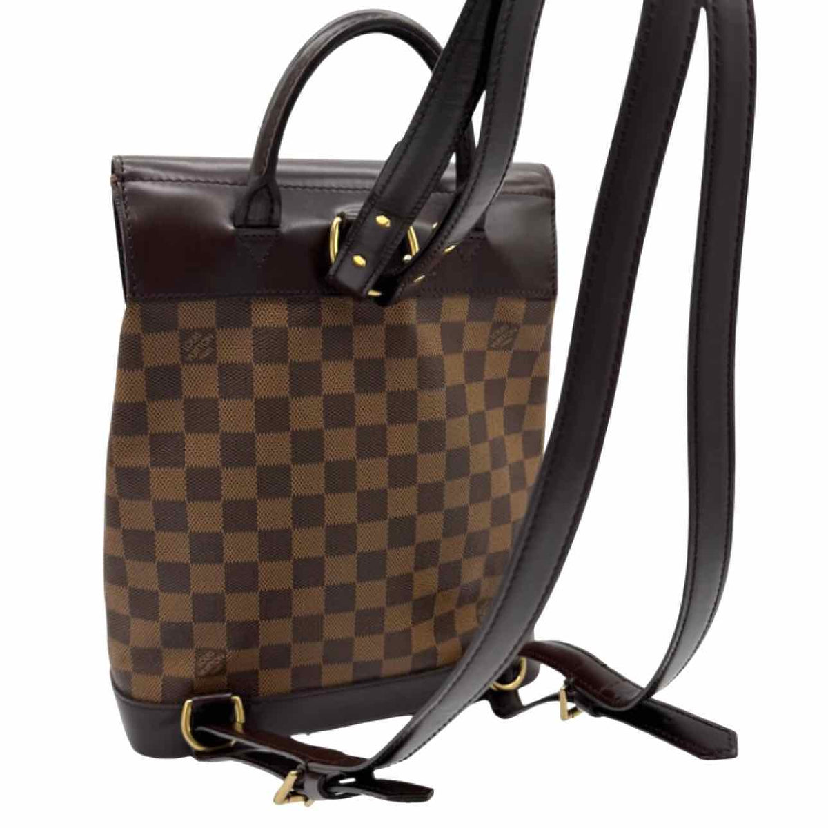 LOUIS VUITTON Damier Ebene Soho Backpack Brown