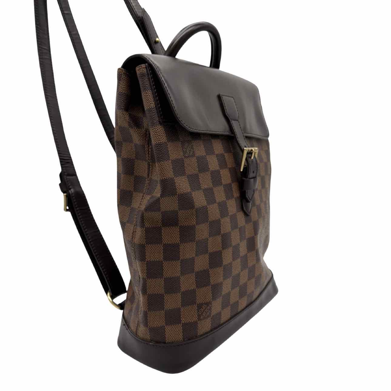 LOUIS VUITTON Damier Ebene Soho Backpack Brown