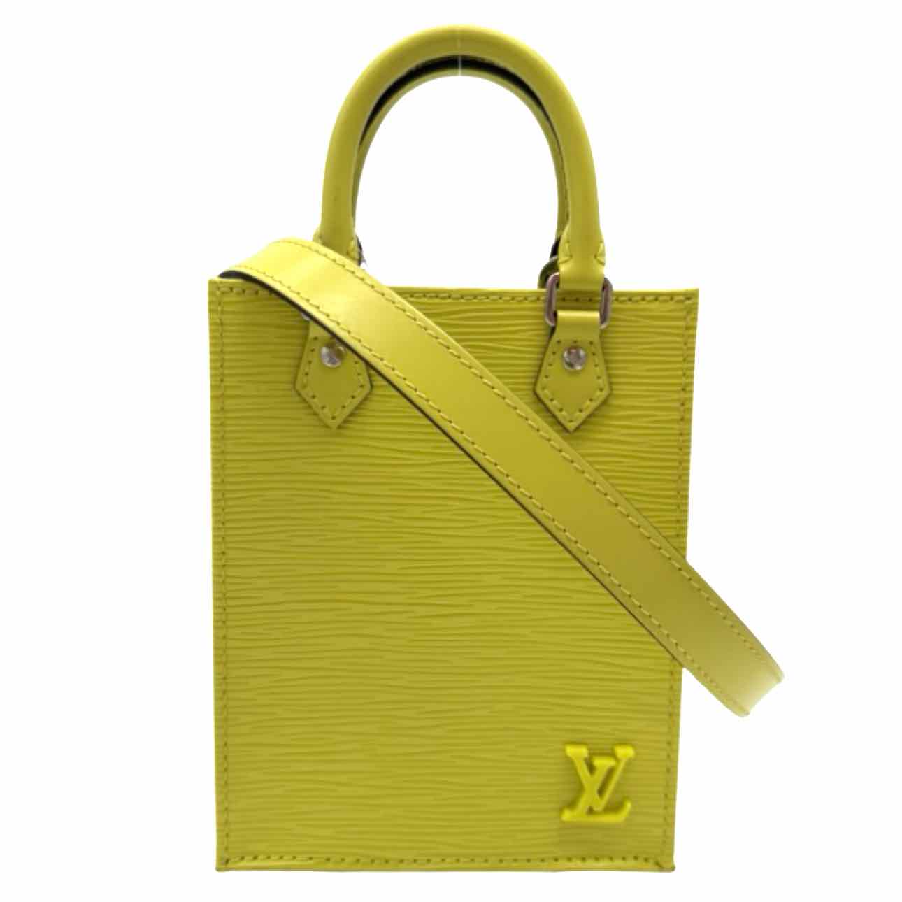 LOUIS VUITTON Epi Leather Petit Sac Plat Crossbody Bag Yellow Citron
