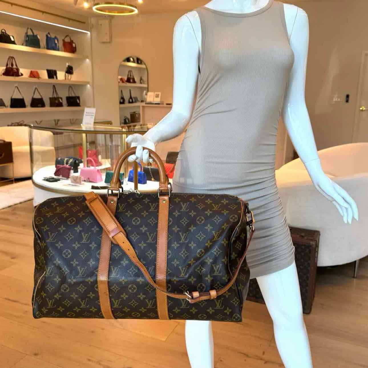 LOUIS VUITTON Monogram Canvas Keepall Bandoulier 50 Brown