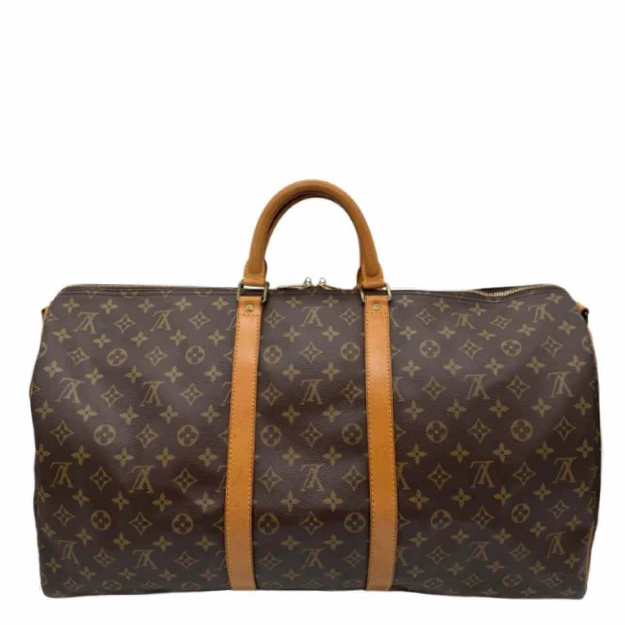 LOUIS VUITTON Monogram Canvas Keepall Bandouliere 55 Brown
