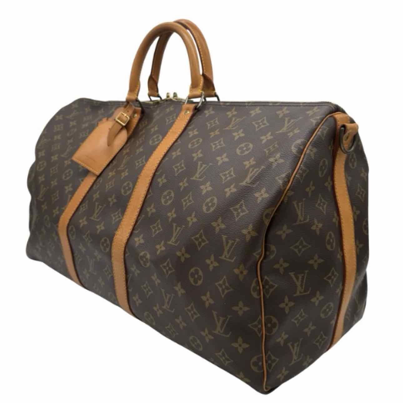LOUIS VUITTON Monogram Canvas Keepall Bandouliere 55 Brown
