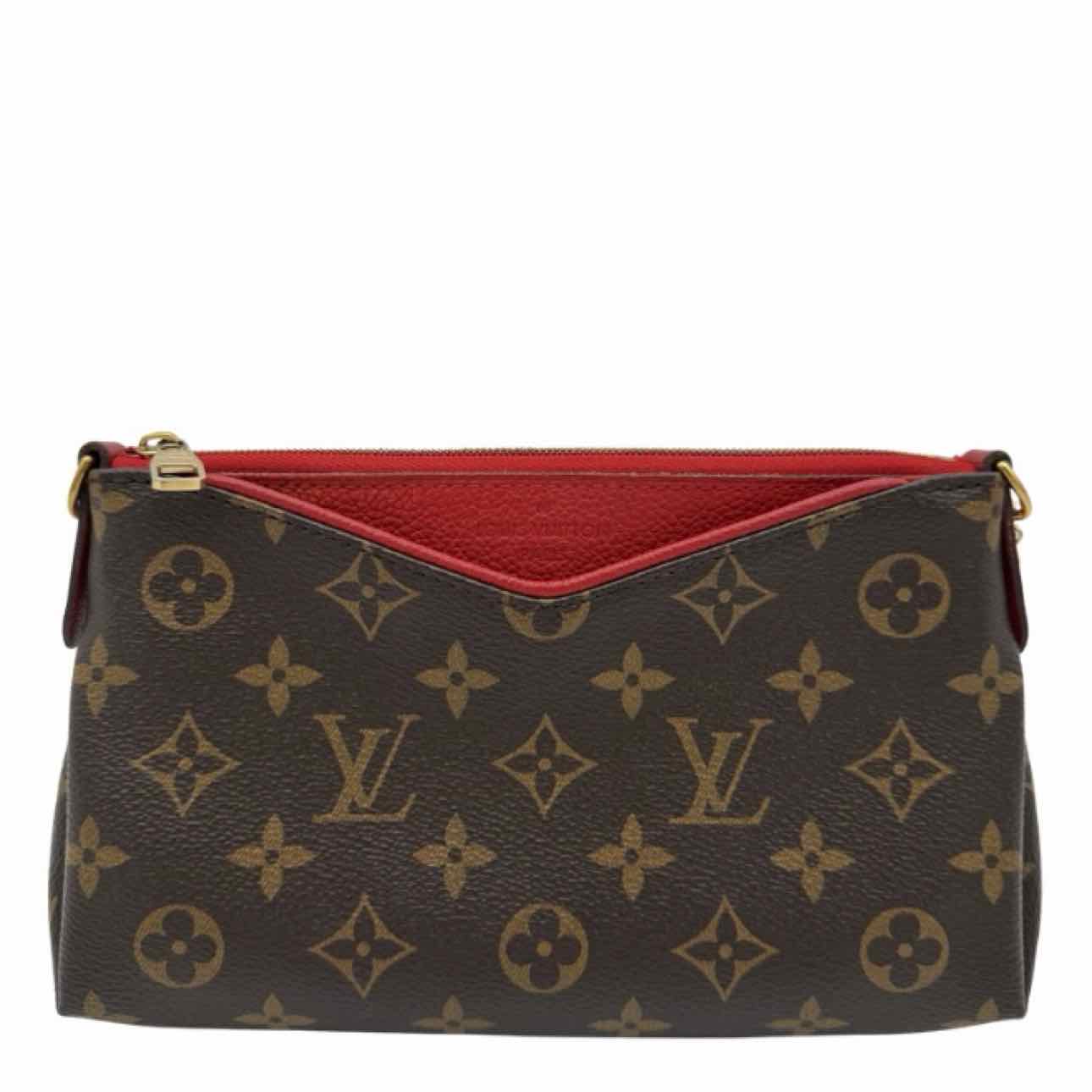 LOUIS VUITTON Monogram Canvas Pallas Clutch Brown Crossbody