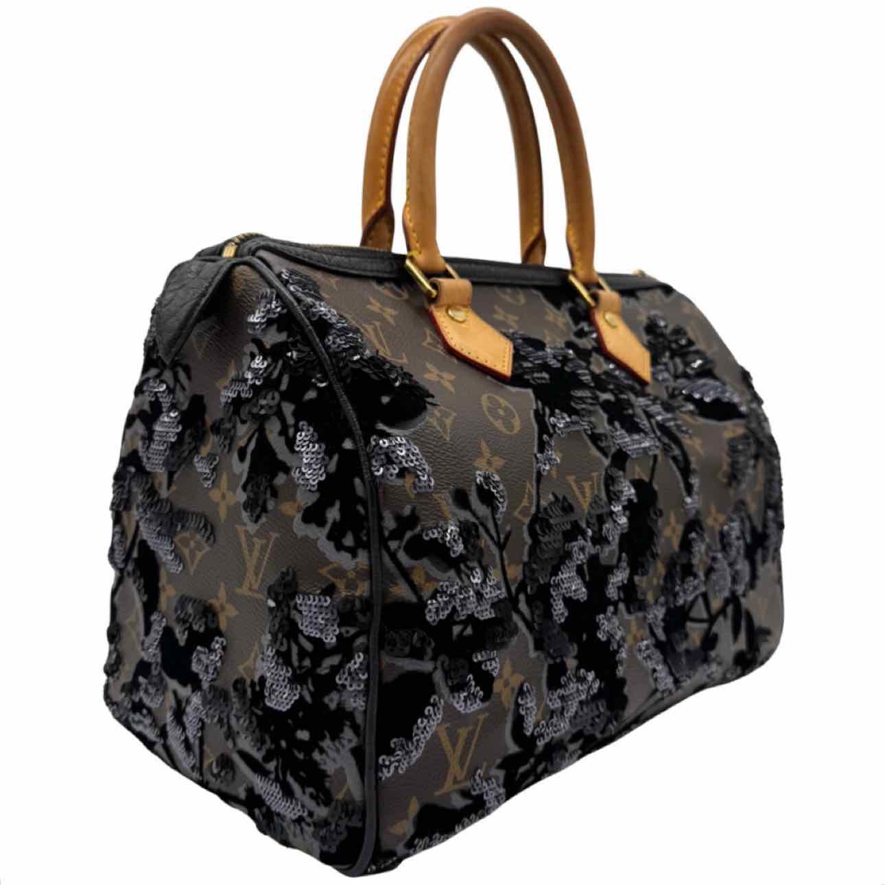 LOUIS VUITTON Monogram Speedy 30 Fleur De Jais Handbag