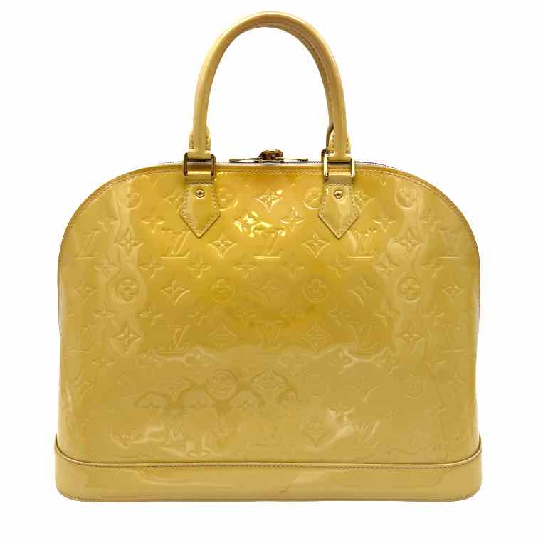 LOUIS VUITTON Vernis Leather Alma GM Yellow