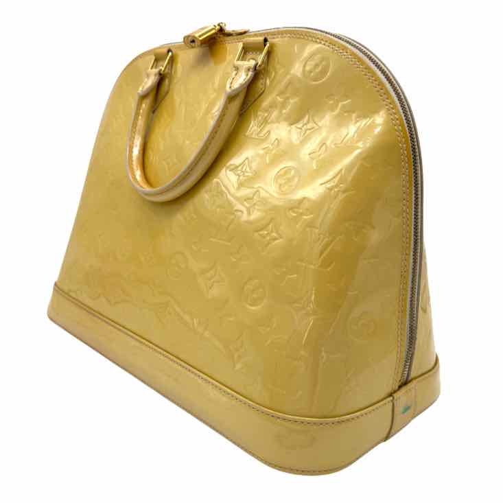 LOUIS VUITTON Vernis Leather Alma GM Yellow