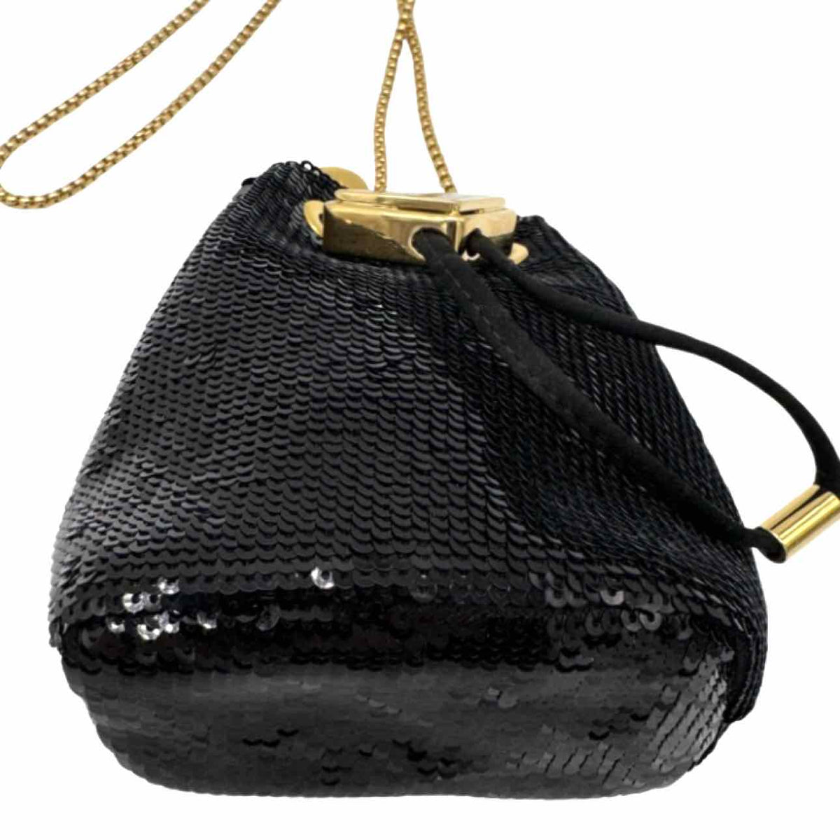 PRADA Mini Sequin Drawstring Bucket Bag Black