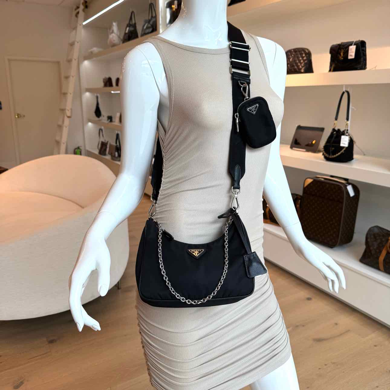 PRADA Nylon Re-Edition 2005 Crossbody Bag Black