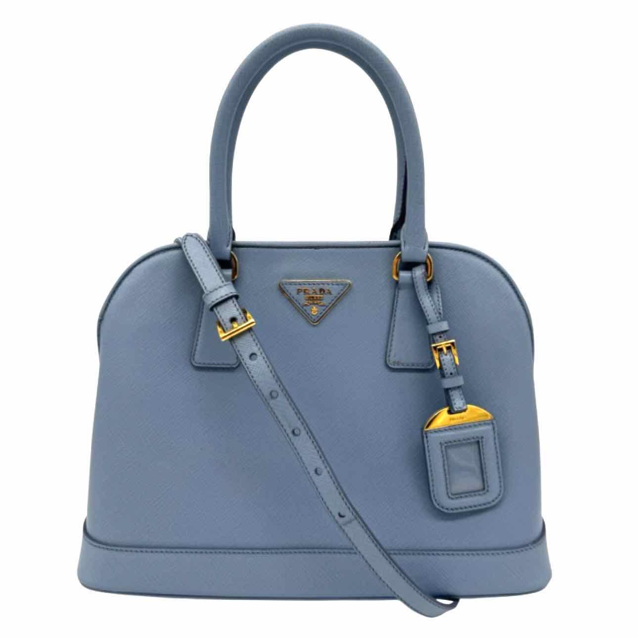 PRADA Saffiano Lux Medium Promenade Tote Blue