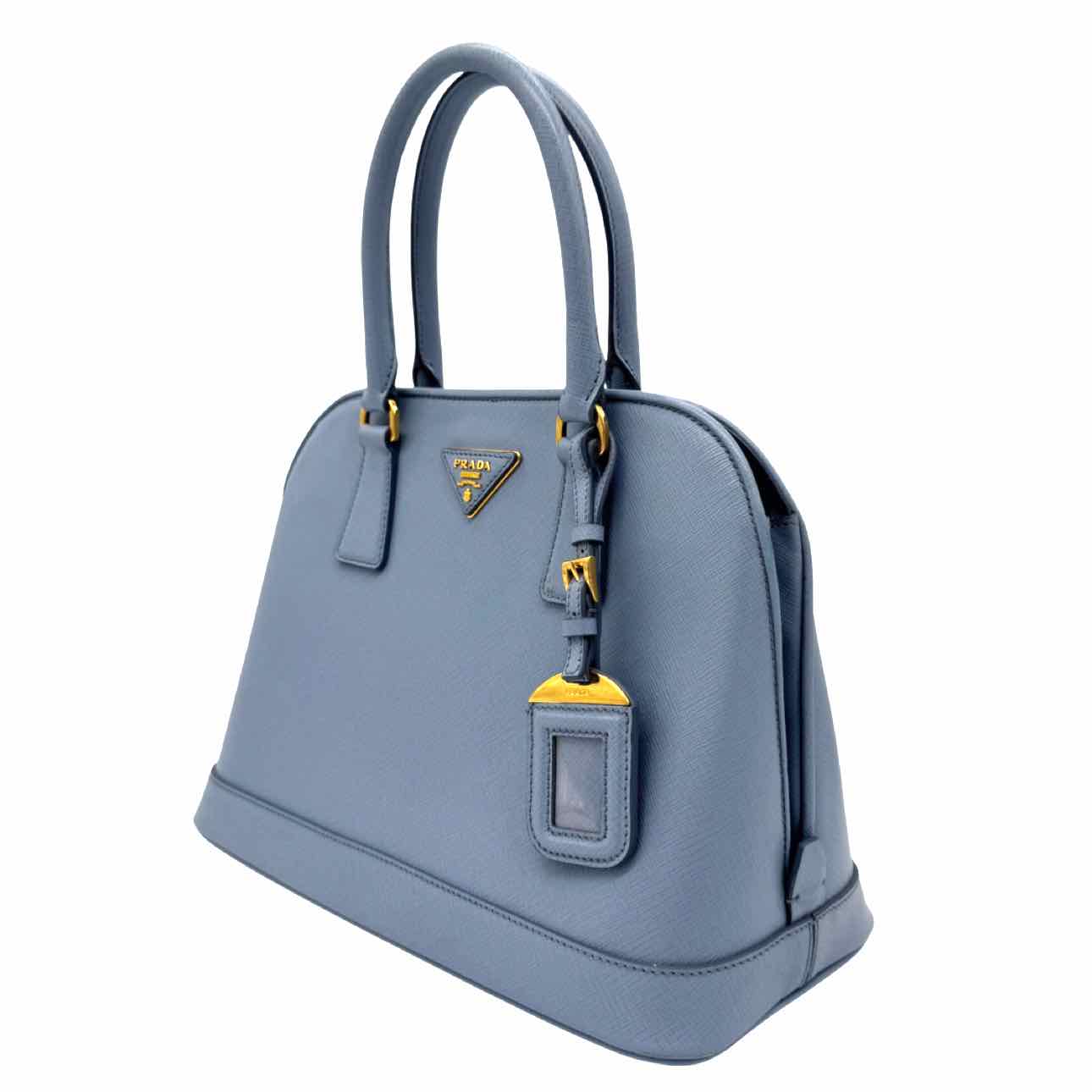 PRADA Saffiano Lux Medium Promenade Tote Blue