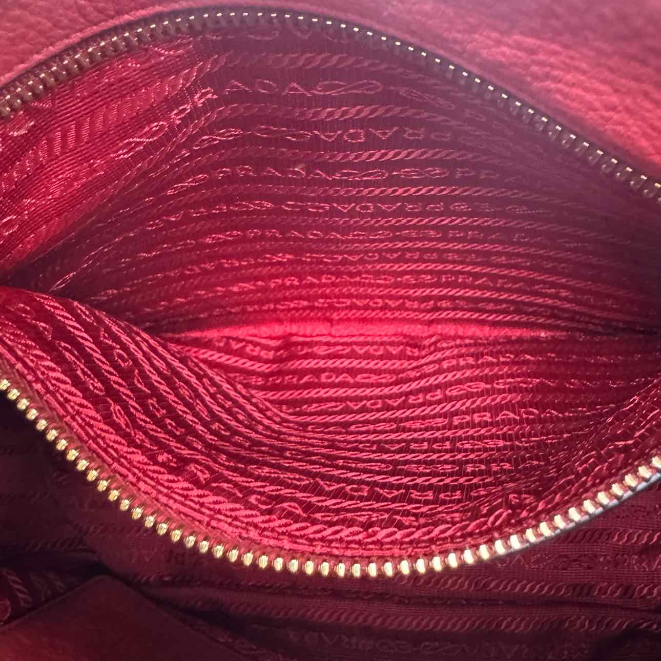 PRADA Vitello Daino Crossbody Bag Red
