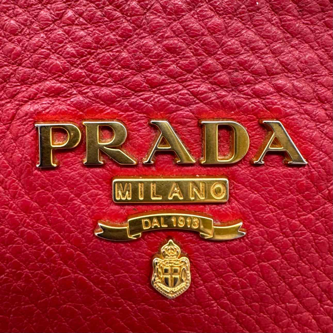 PRADA Vitello Daino Crossbody Bag Red