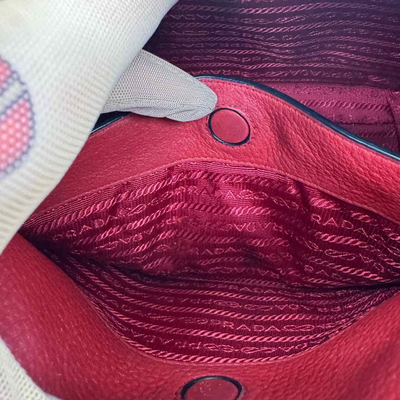 PRADA Vitello Daino Crossbody Bag Red