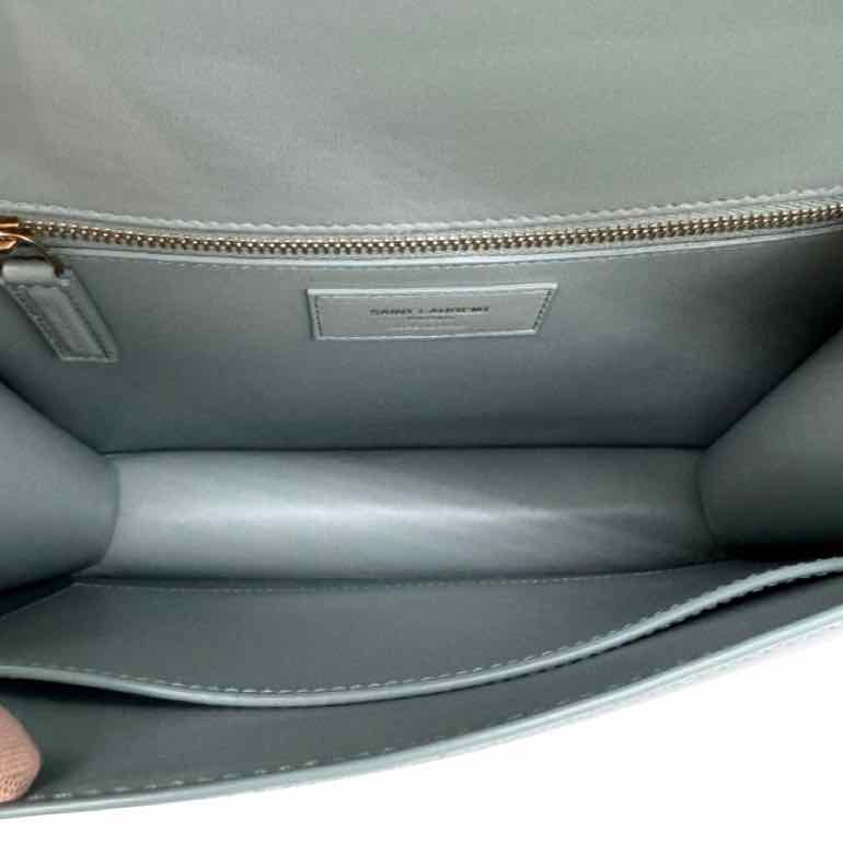 SAINT LAURENT Calfskin Carre Satchel Vert Opaline (Pre-Owned)