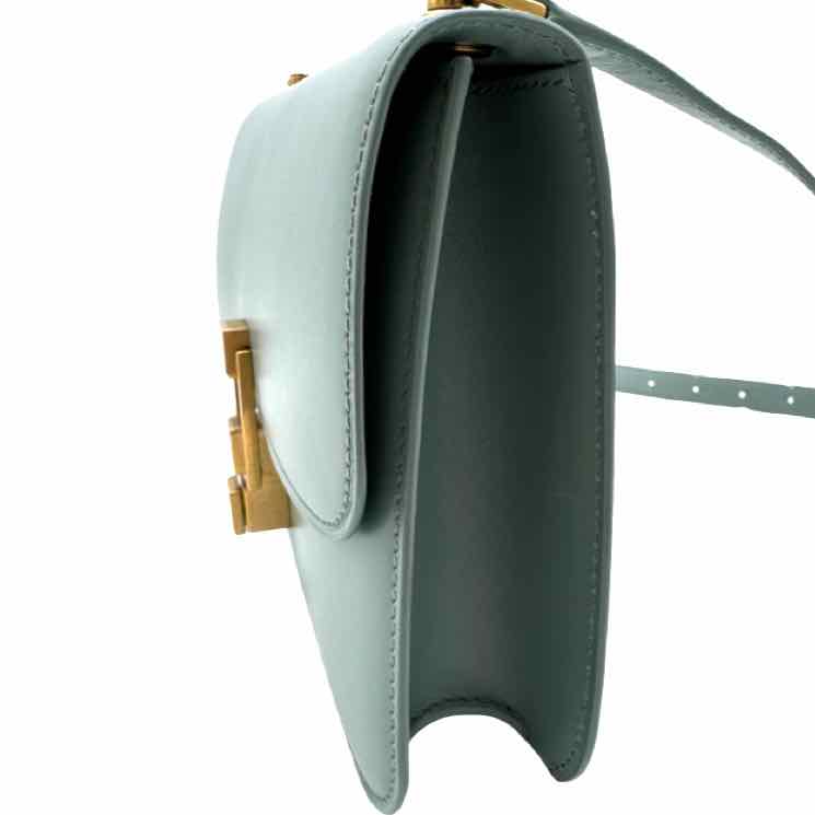 SAINT LAURENT Calfskin Carre Satchel Vert Opaline (Pre-Owned)