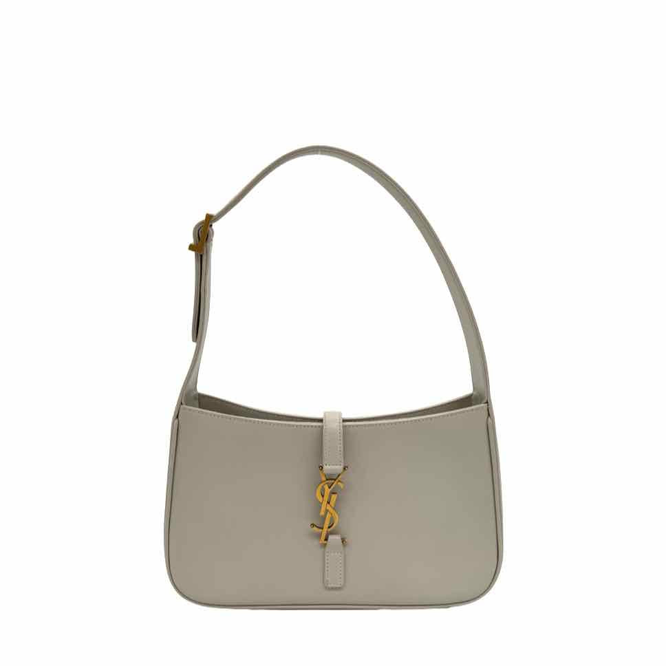 SAINT LAURENT Calfskin Leather Le 5 A 7 Ivory Hobo Bag Ivory (Pre-Owned)