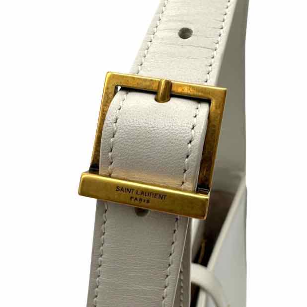 SAINT LAURENT Calfskin Leather Le 5 A 7 Ivory Hobo Bag Ivory (Pre-Owned)