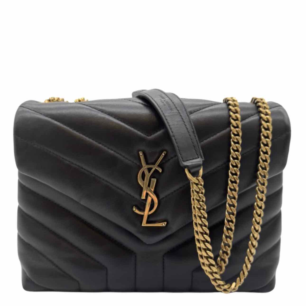 SAINT LAURENT Calfskin Matelasse Chevron Small Loulou Shoulder Bag