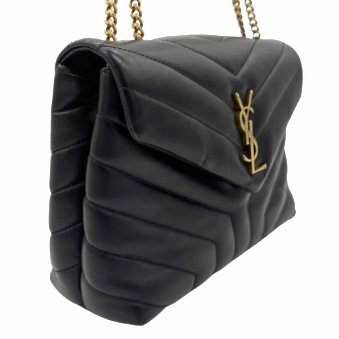 SAINT LAURENT Calfskin Matelasse Chevron Small Loulou Shoulder Bag