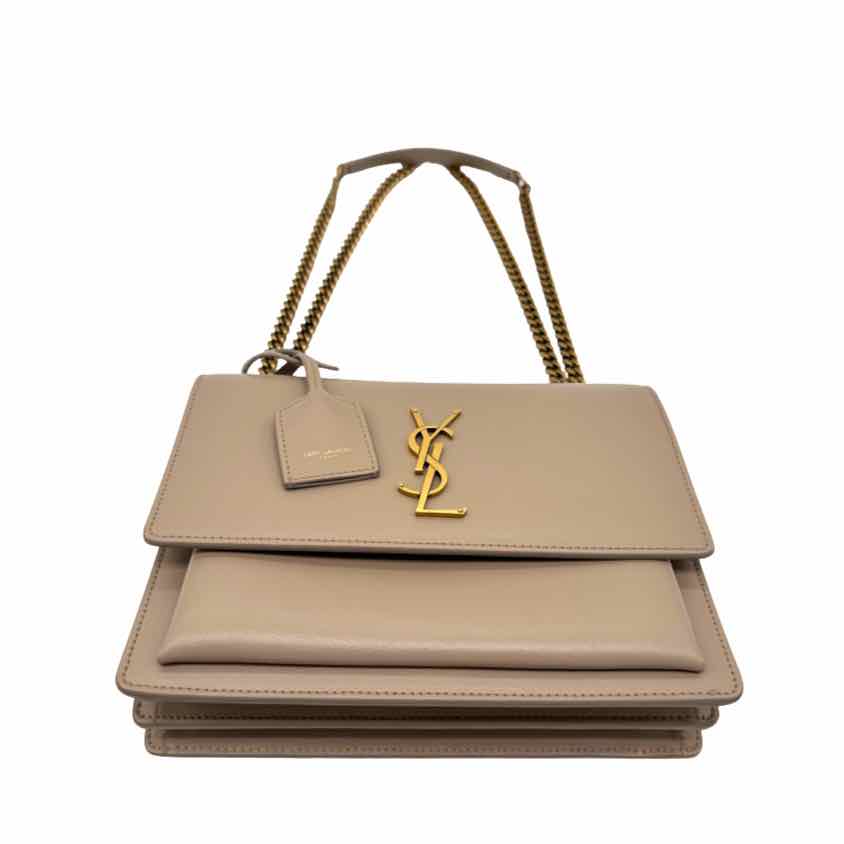 SAINT LAURENT Calfskin Medium Sunset Dark Beige Shoulder Bag (Pre-Owned)