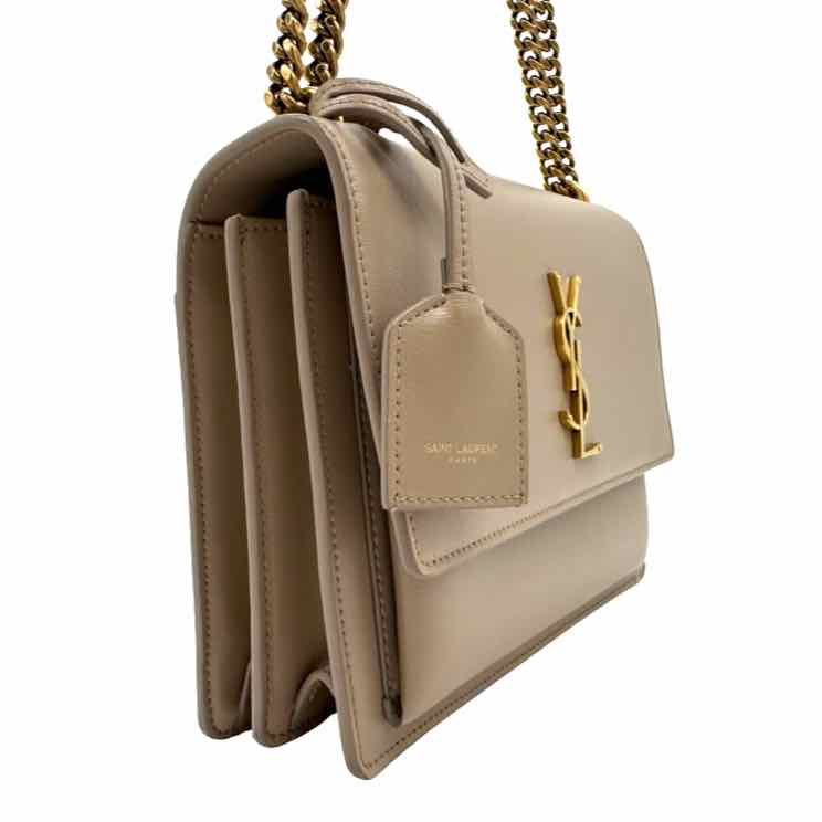 SAINT LAURENT Calfskin Medium Sunset Dark Beige Shoulder Bag (Pre-Owned)