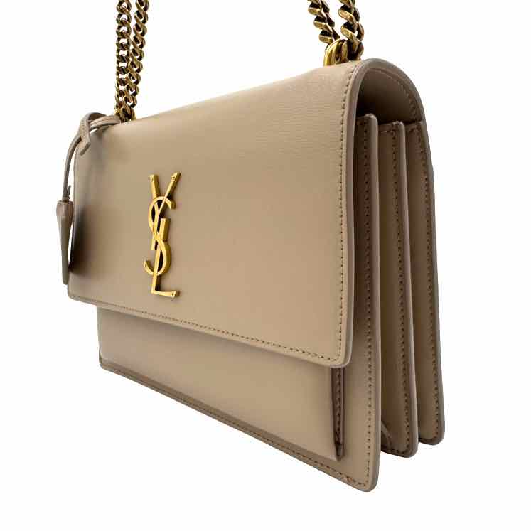 SAINT LAURENT Calfskin Medium Sunset Dark Beige Shoulder Bag (Pre-Owned)