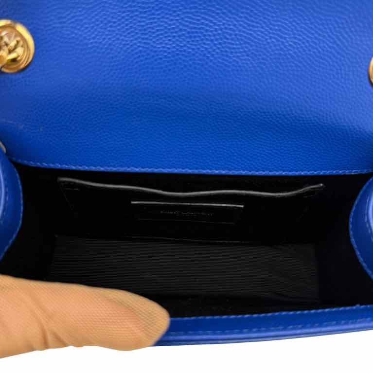 SAINT LAURENT Grain De Poudre Kate Satchel Ultramarine