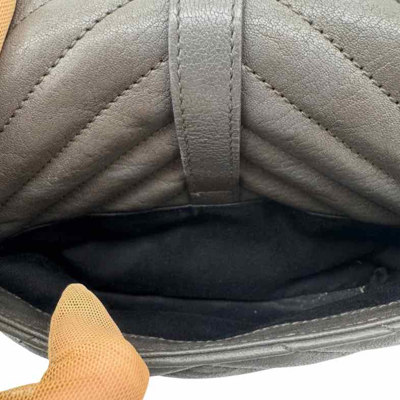 SAINT LAURENT Lambskin Chevron Medium College Bag Charcoal (Pre-Owned)