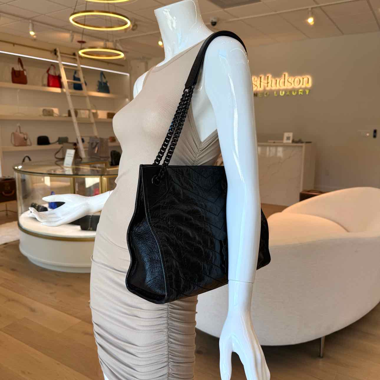 SAINT LAURENT Vintage Calfskin Niki Shopping Bag Black (Pre-Owned)