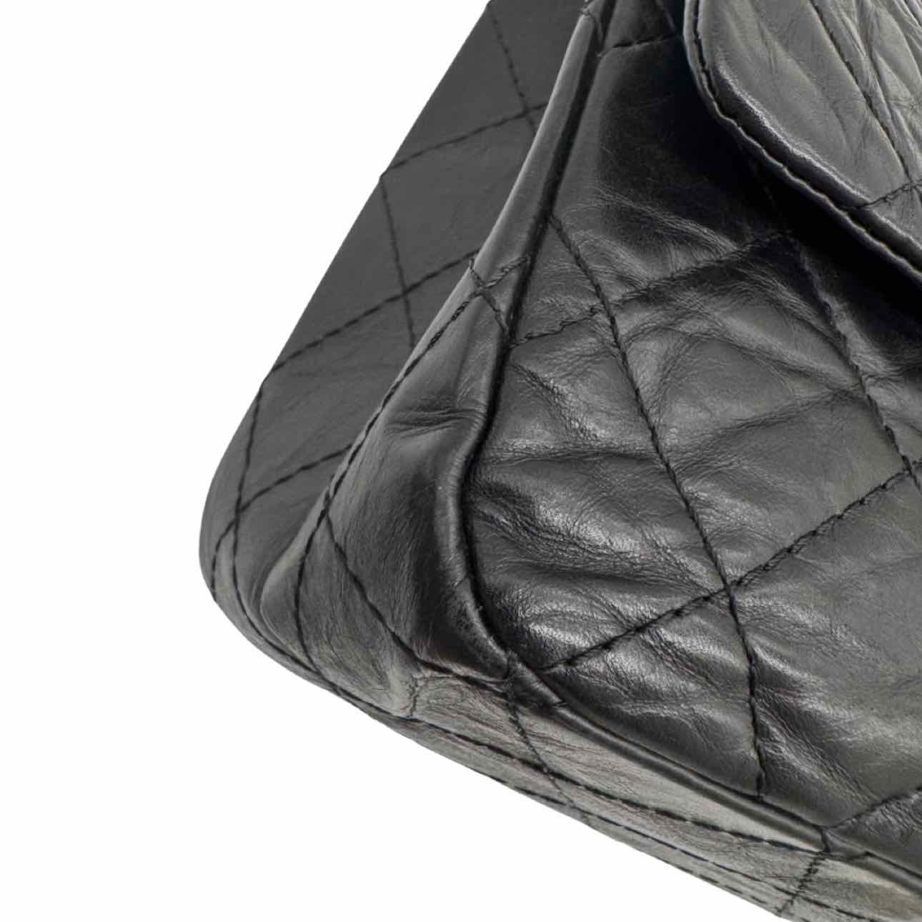 CHANEL Aged Calfskin Quilted 2.55 Reissue 227 Double Flap Black