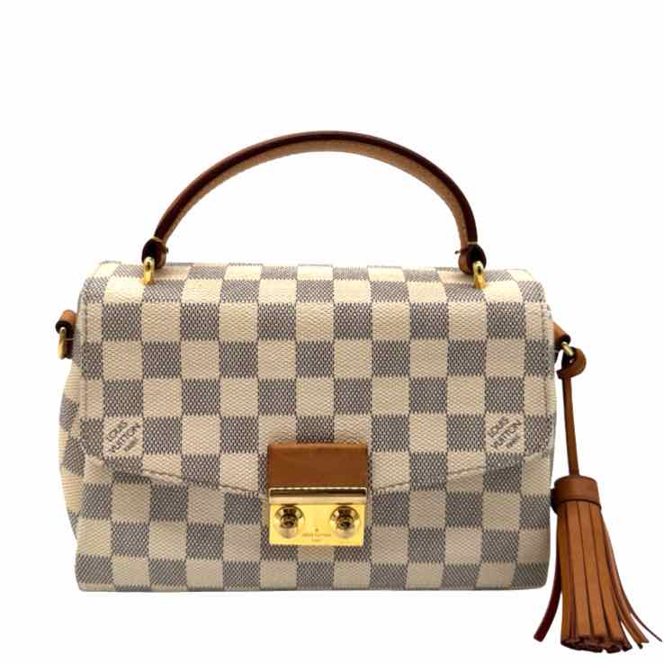 LOUIS VUITTON Damier Azur Canvas Croisette Bag White (Pre-Owned)