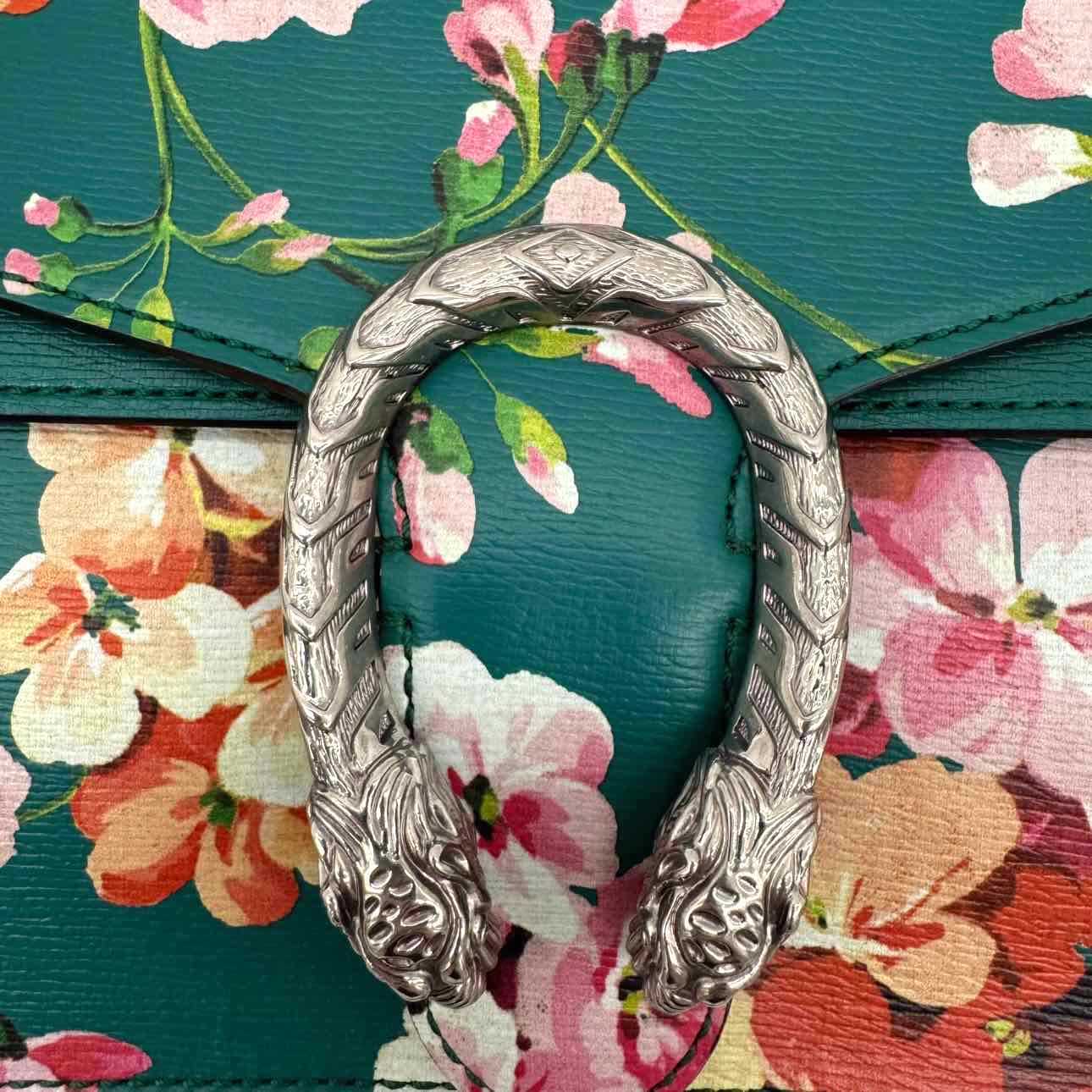 GUCCI Calfskin Leather Medium Dionysus Blooms Print Shoulder Bag