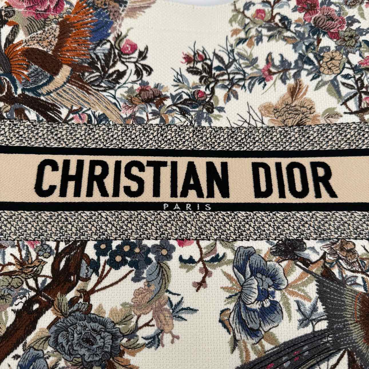 DIOR Canvas Embroided Jardin D'Hiver Book Tote Large (Pre-Owned)