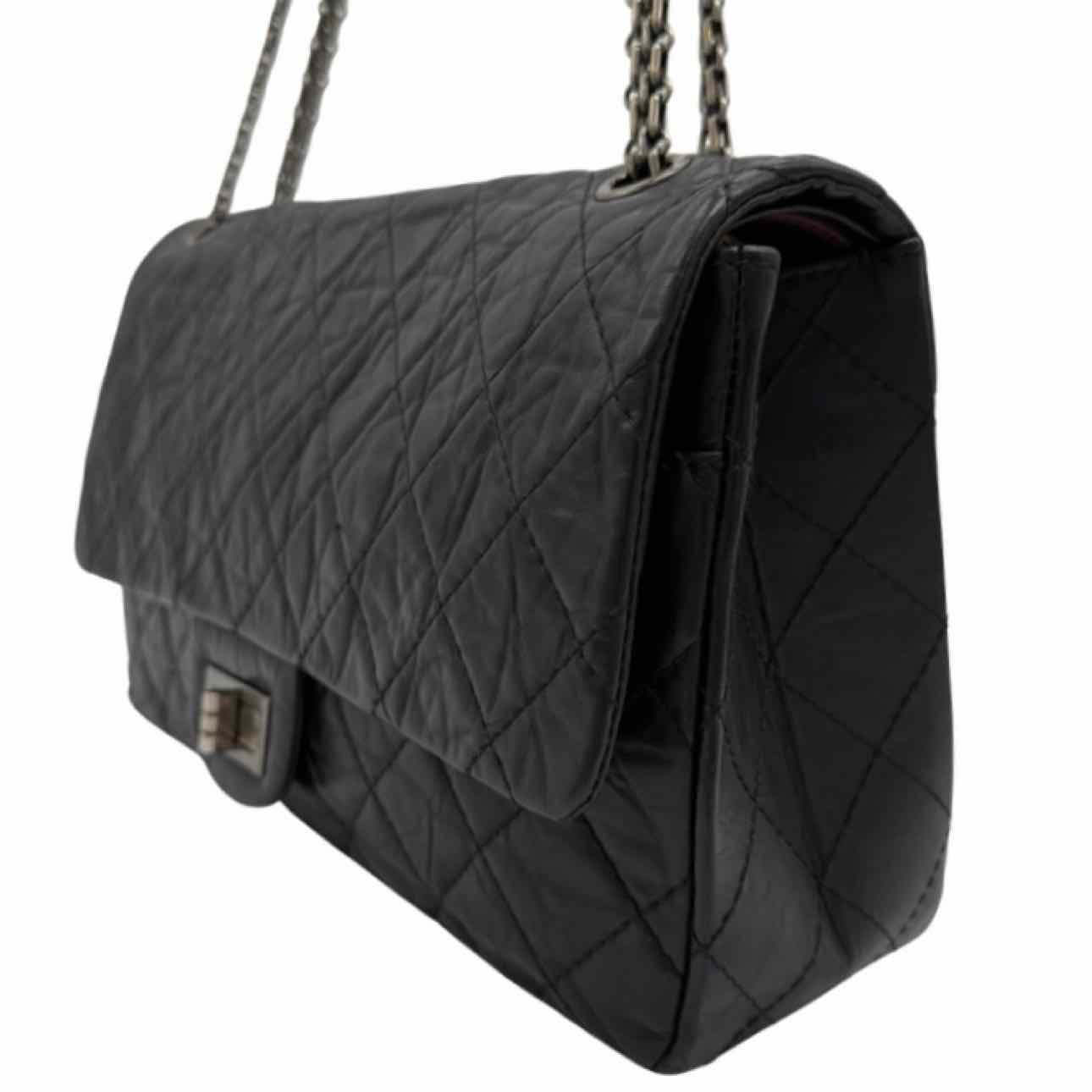 CHANEL Aged Calfskin Quilted 2.55 Reissue 227 Double Flap Black