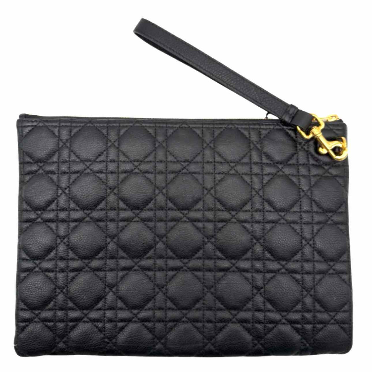 DIOR Cannage Leather Large Caro Daily Pouch Black