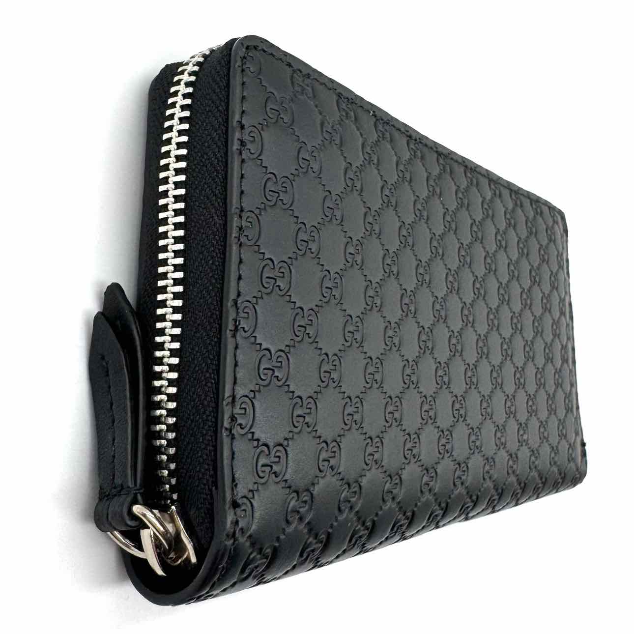 GUCCI Calfskin Guccissma Zip Around Wallet Black (Pre-Owned)