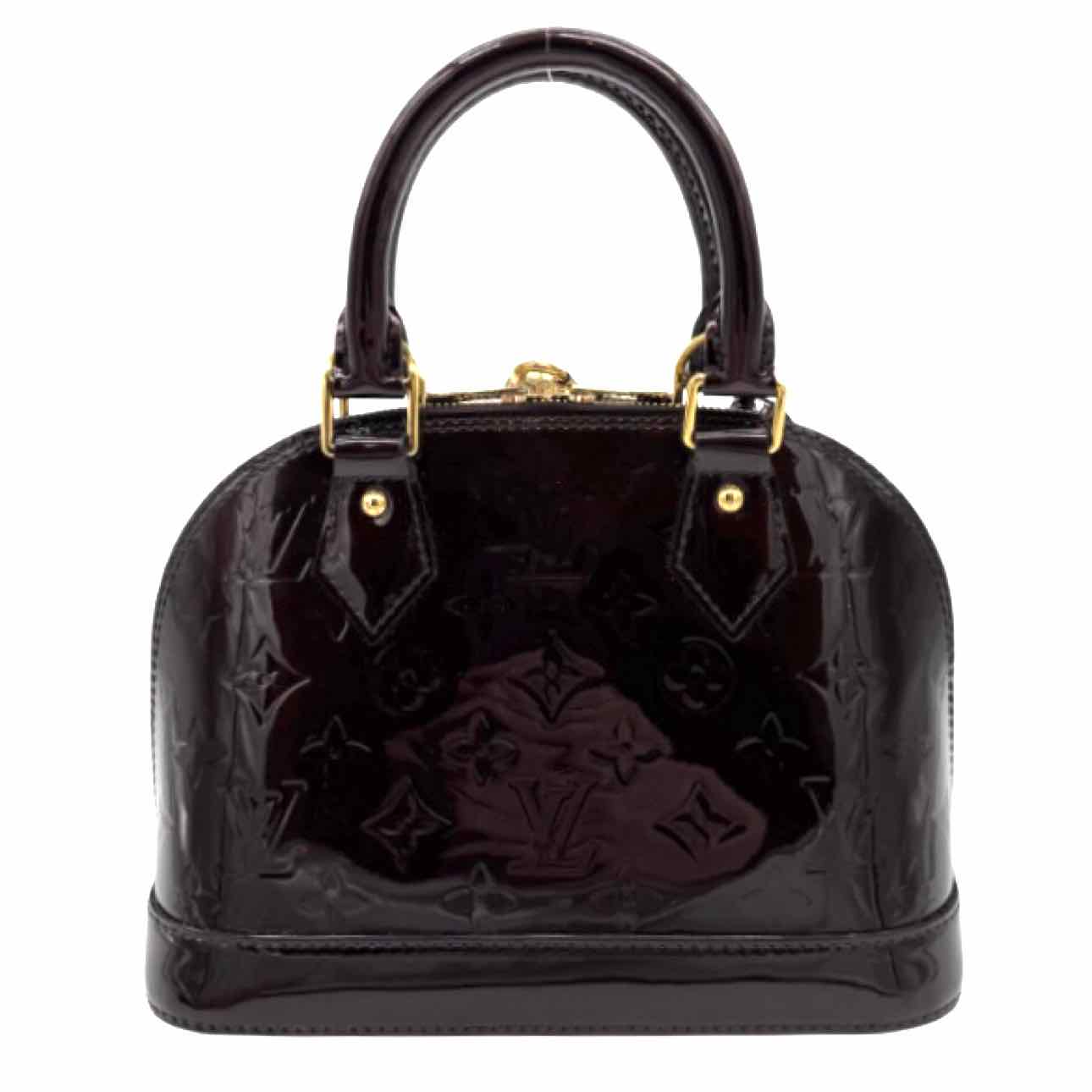 LOUIS VUITTON Monogram Vernis BB Alma Tote Amarante