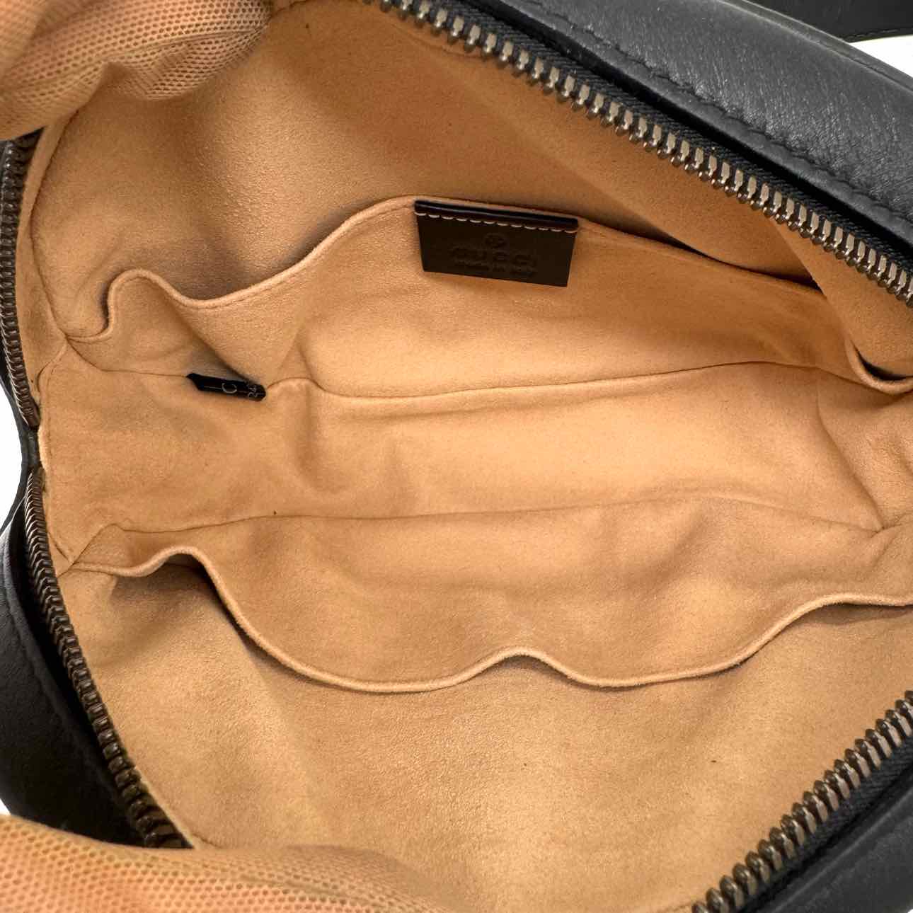 GUCCI Matelasse Chevron Marmont Belt Bag Black