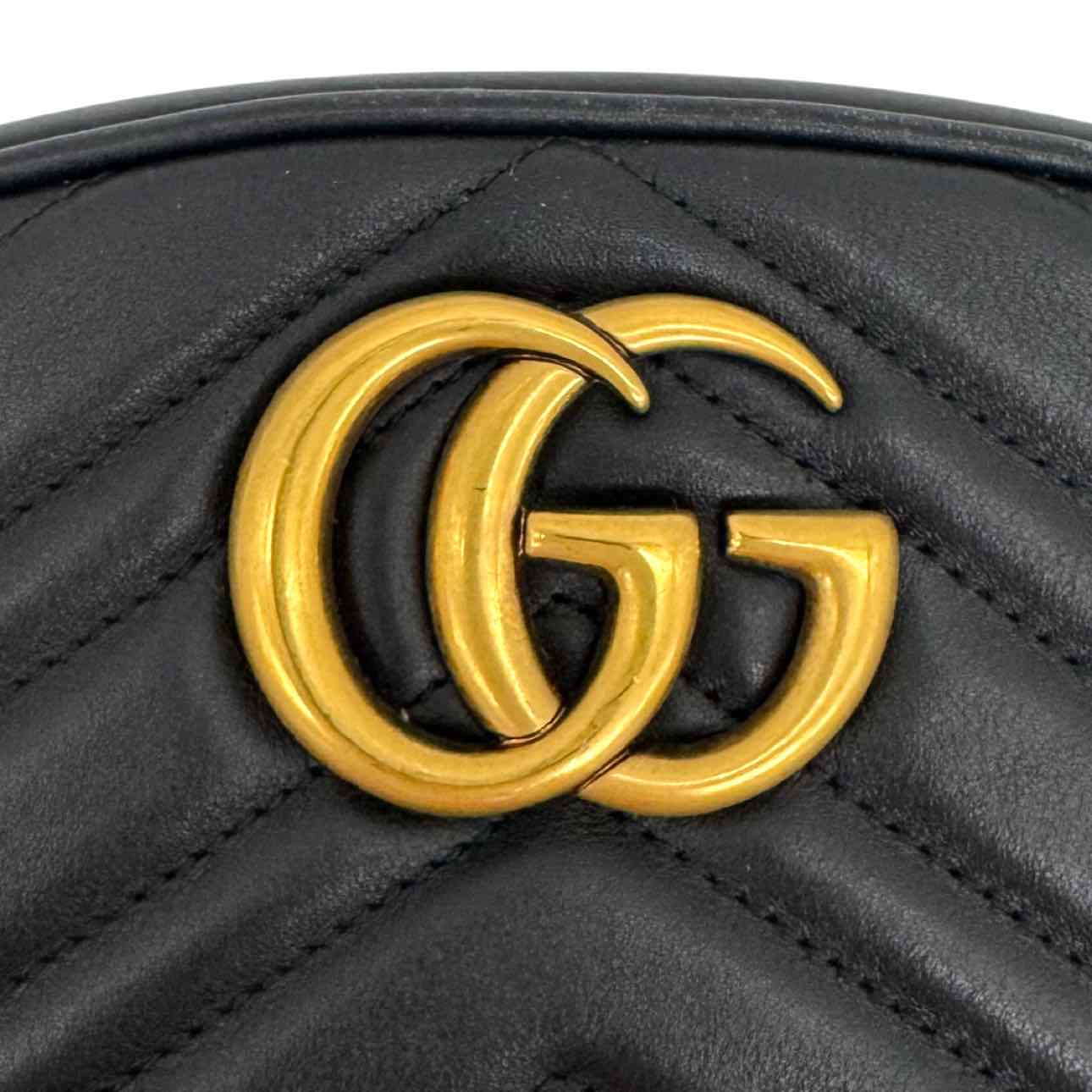 GUCCI Matelasse Chevron Marmont Belt Bag Black