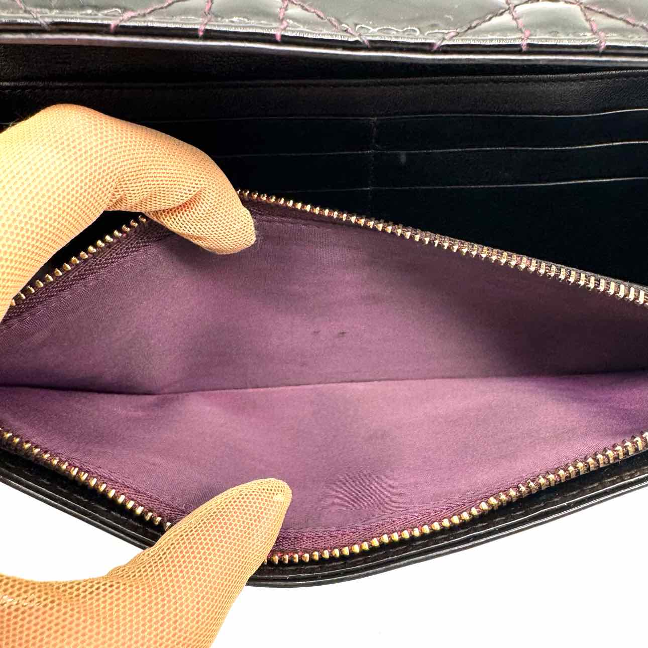 DIOR Patent Cannage Calfskin Lady Dior Rendezvous Wallet On Chain (Pre-Owned)