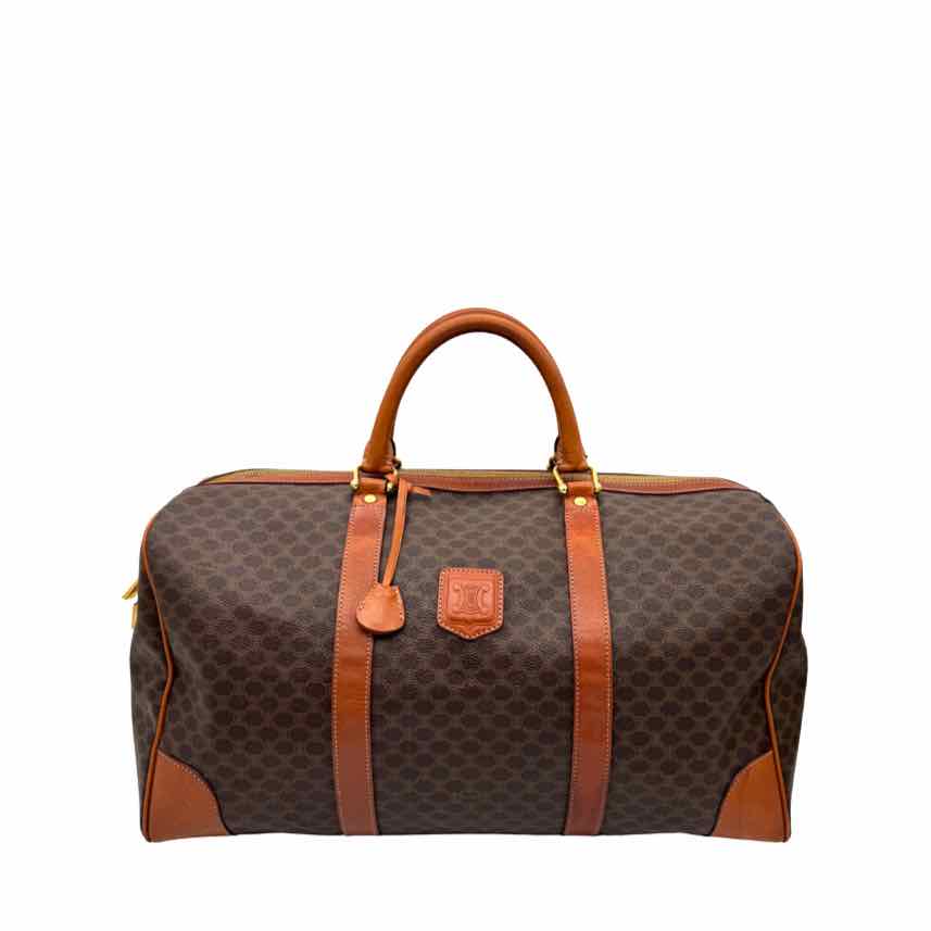 CELINE Canvas Macadam Boston Bag Brown